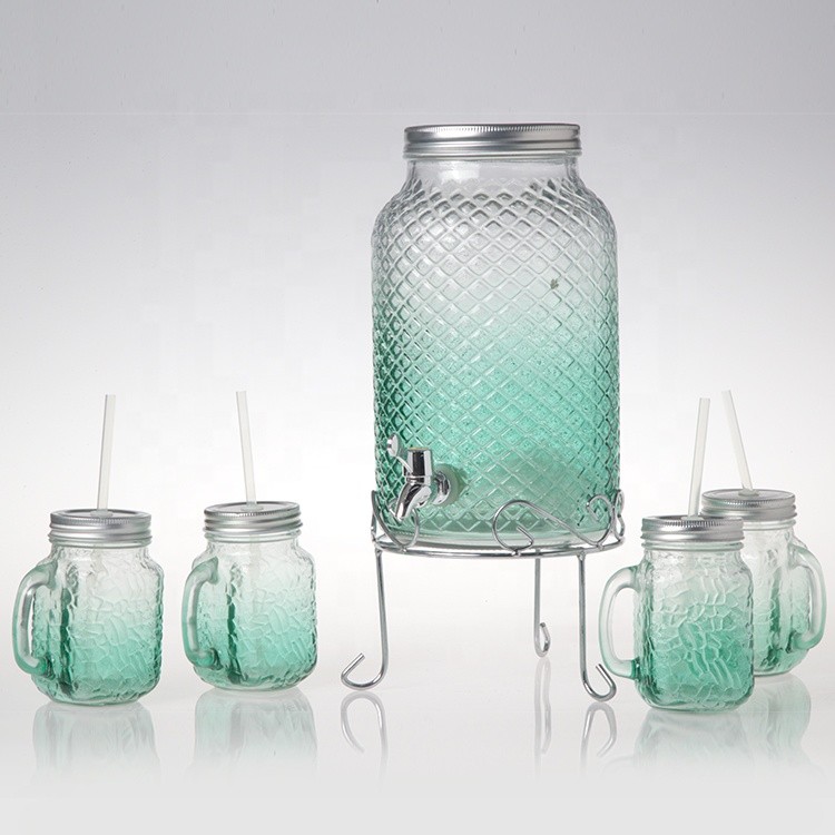 Glass Single Mason Jar Beverage Drink Dispenser with Leak Free Spigot