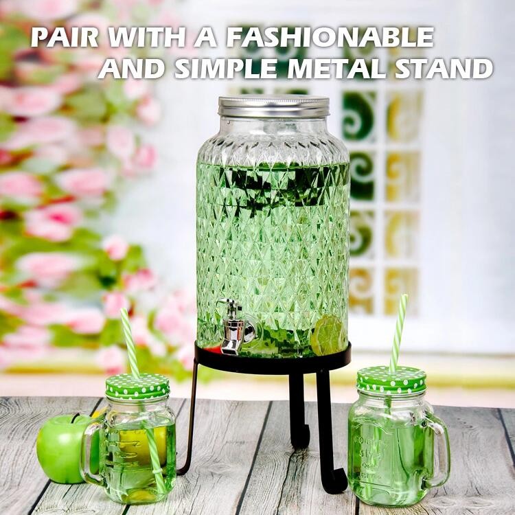 Glass Single Mason Jar Beverage Drink Dispenser with Leak Free Spigot