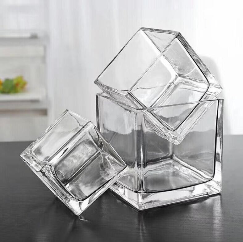 Glass Squared Votive Holder Tealight Glass Candle Cup Filled Wax