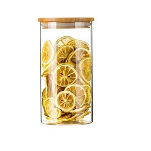 Factory Direct Multi Size High Borosilicate Glass Storage Jar With Wood Lid