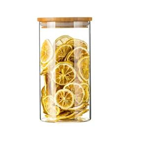 Factory Direct Multi Size High Borosilicate Glass Storage Jar With Wood Lid