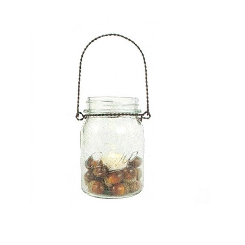Hot sale glass storage jar Mason Jar with Wire Handle