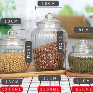 Glassware Glass Dry Food Storage Clear Jar Tea Bottle with Glass Lid