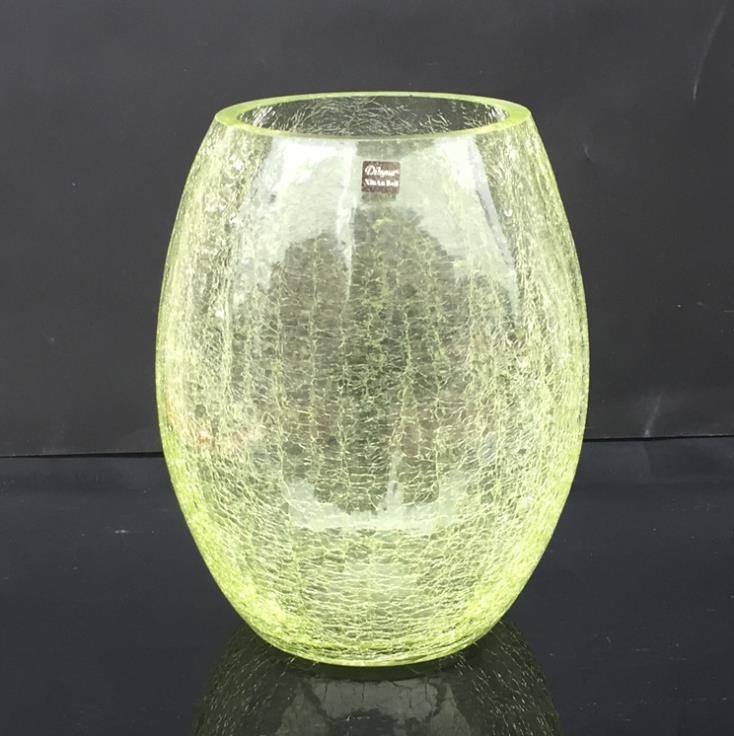 Hand Blown Classical Flower Vase Clear Glass Ice Crack Glass Cylinder Vase