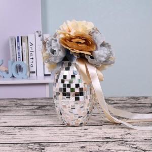 Handmade Elegant Glass Crackle Silver Mosaic Wholesale Glass Vases for Bulk