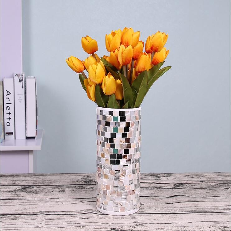 Handmade Elegant Glass Crackle Silver Mosaic Wholesale Glass Vases for Bulk