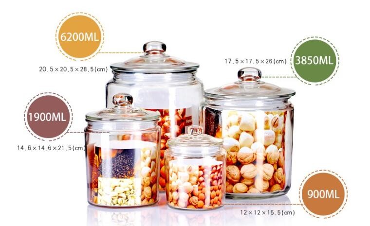 Handmade High Borosilicate Glass Jar Glass Storage Container for Kitchen
