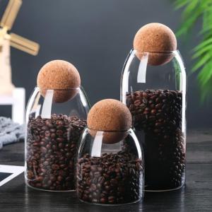 High Borosilicate Glass Canister Glass Storage Jars with Ball Cork Stopper