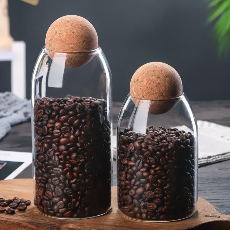 High Borosilicate Glass Canister Glass Storage Jars with Ball Cork Stopper