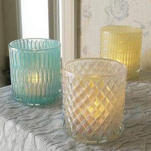 High Class Vintage Cut Colorful Glass Pillar Candle Holders Cups