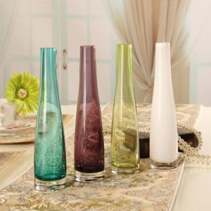 High Quality Blue Long Neck Glass Vase for Flowers