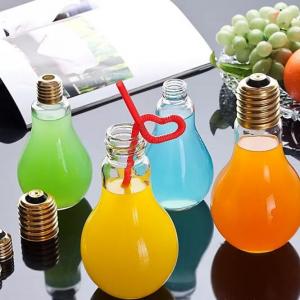 High Quality Bulb Shape Glass Beverage Juice Bottle with Screw Cap