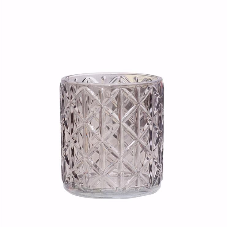 High Quality Colored Embossed Glass Candle Jar Wholesale