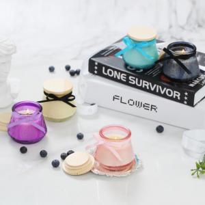 High Quality Crystal Glass Candle Jars Cute Candle Container Wholesale with Wooden Lid