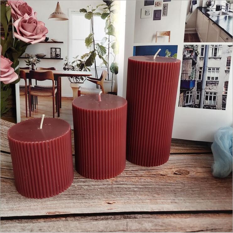 High Quality Home Decorations Stripe Pillar Votive Candles in Bulk