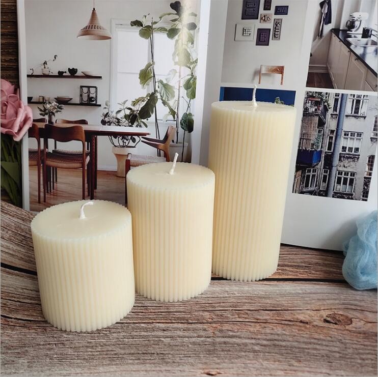 High Quality Home Decorations Stripe Pillar Votive Candles in Bulk