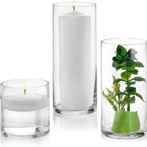 High Quantity Crystal Tall Cylinder Glass Vases for Wedding Centerpieces