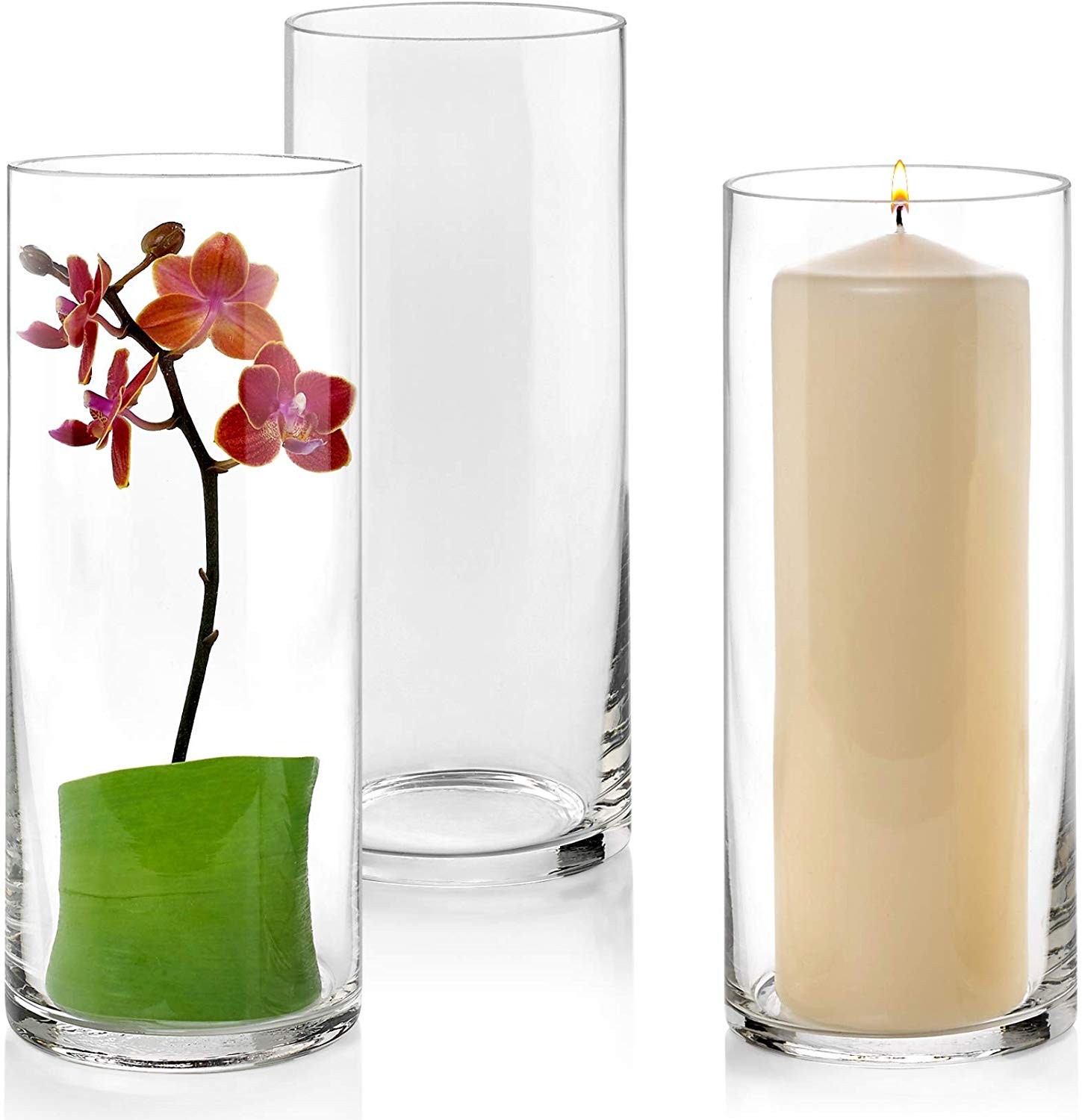 High Quantity Crystal Tall Cylinder Glass Vases for Wedding Centerpieces