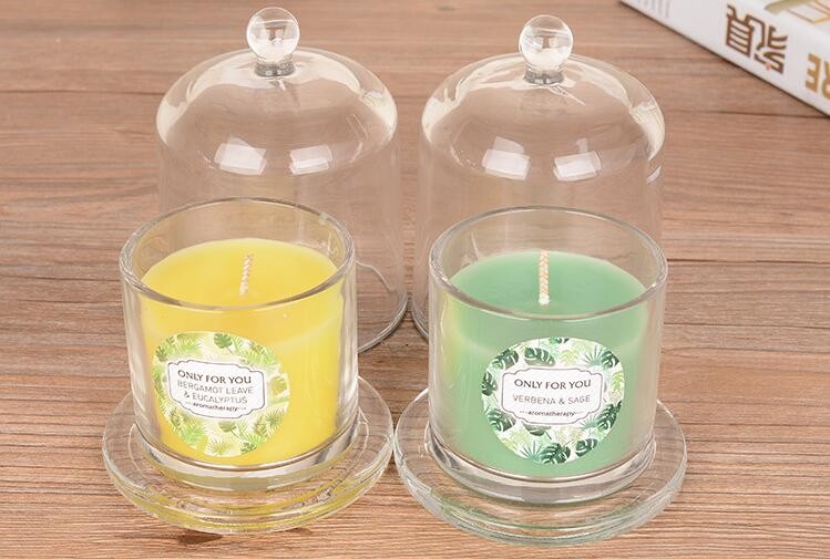 High Quantity Glass Bell Jar with Lid for Scented Candle Making