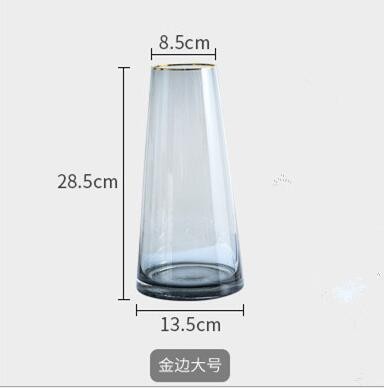 High Quantity Luxurious Hand Blown Cone Shape Glass Vase for Home Decoration