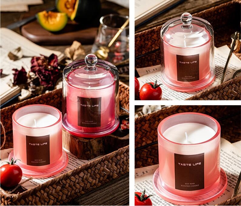High Quatily Matte Pink Jar Glass Bell Dome Cover Candle Holder for Wedding