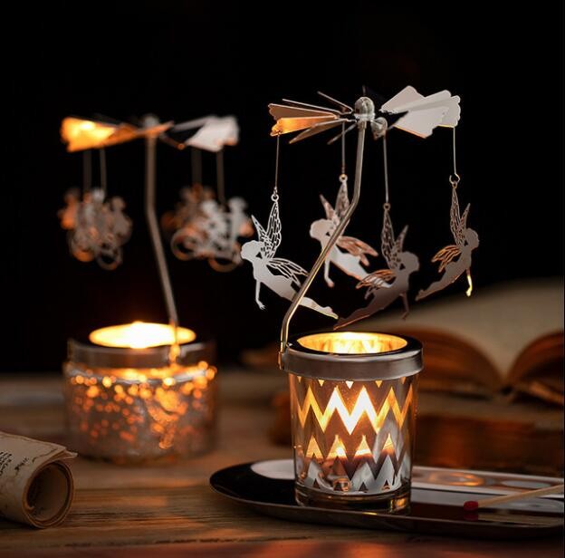 Holiday Gift Spinning Tealight Candle Containers Candle Rotary Jars
