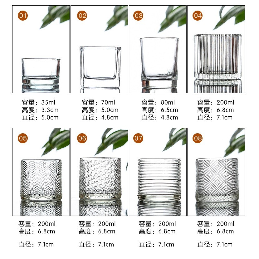 Home Decoration Transparent Glass Tealight Luxury Embossed Glass Candle Jar S