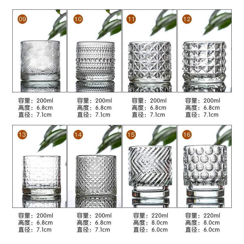 Home Decoration Transparent Glass Tealight Luxury Embossed Glass Candle Jar S
