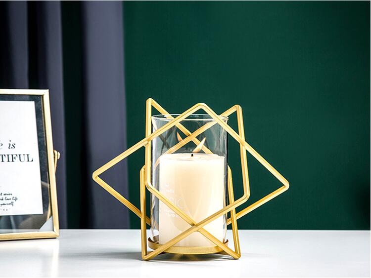 Home Decorative Crafts Restaurant Hotel Romantic Table Decor Glass Cup Wire Mesh Lantern Candle Holder Metal for Wedding