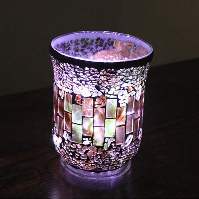 Hot Sale Colored Iridescent Candle Glass Jar Candle Container Mirrored Candle Holder