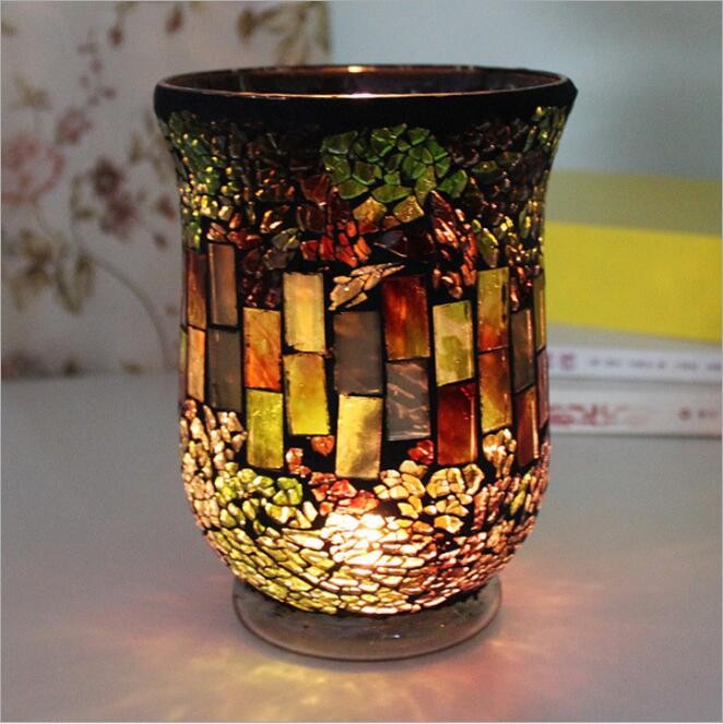 Hot Sale Colored Iridescent Candle Glass Jar Candle Container Mirrored Candle Holder