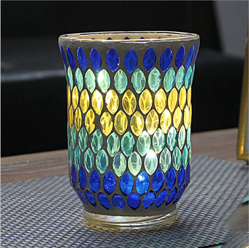 Hot Sale Colored Iridescent Candle Glass Jar Candle Container Mirrored Candle Holder