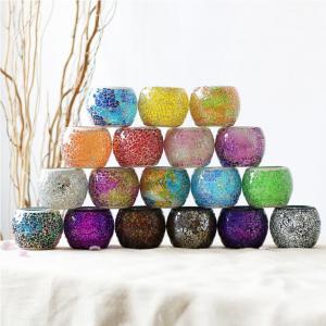 Hot Sale Crafted Mosaic Glass Candle Holder Handmade Candle Container for Tealight Candle