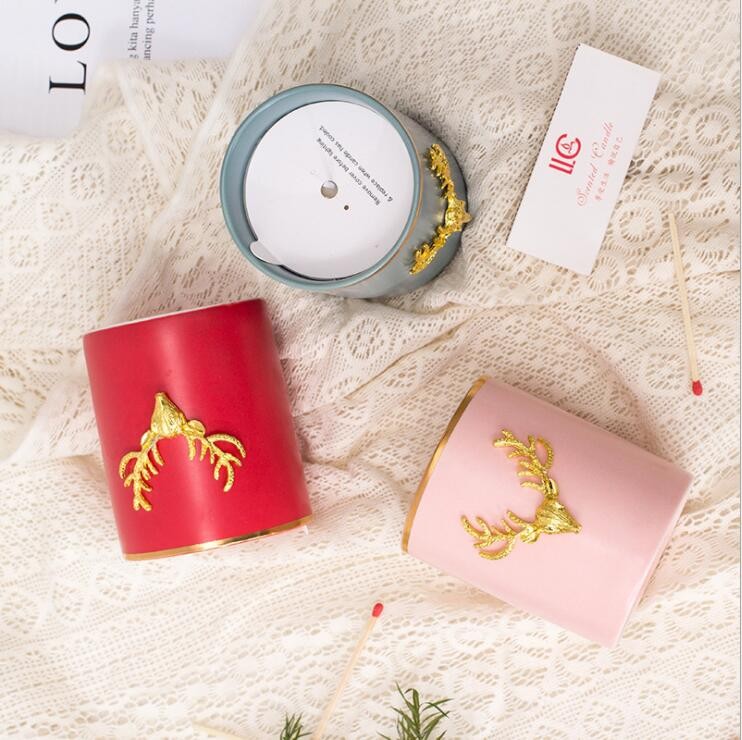 Hot Sell Deer Glass Candle Tealight Scented Candles with Customized Color