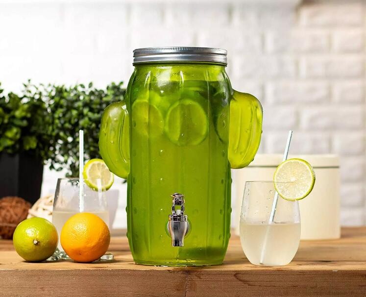 Hotsale Cactus Glass Beverage Dispenser with Tape Wholesale
