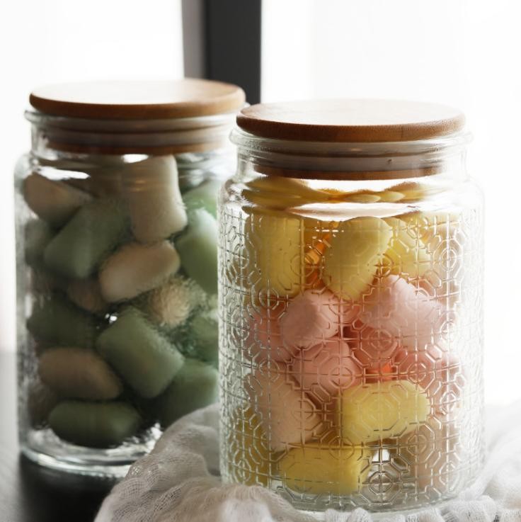 Large Country Style Kitchen Glass Container Storage Jars with Lids