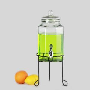 Large Mason Glass Square Glass Beverage Dispenser for Ice Drinking
