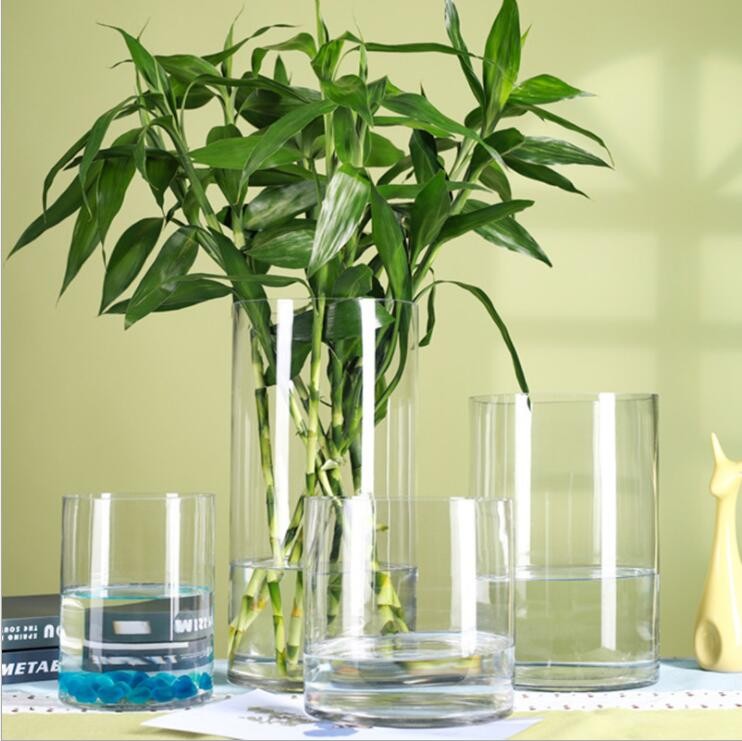 Manufacture Cheaper Cylinder Glass Vase Customized Size Glass Vase for Hotel