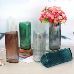 Modern Style Centerpiece Colored Glass Vase Triangle Shape Glass Vase for Bulk