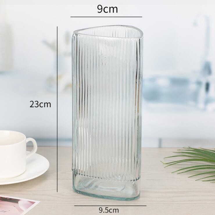 Modern Style Centerpiece Colored Glass Vase Triangle Shape Glass Vase for Bulk