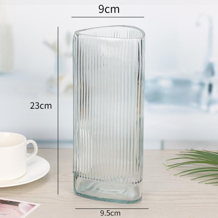 Modern Style Centerpiece Vase Triangle Shape Glass Vase