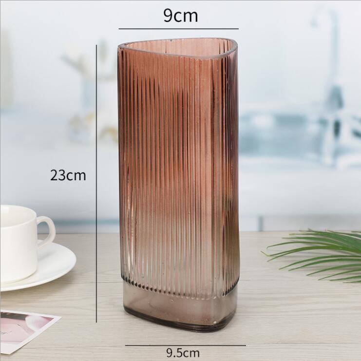 Modern Style Centerpiece Vase Triangle Shape Glass Vase