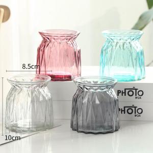 Multi-Color Glass Vase Decorative Colored Clear Glass Flower Vase for Centerpieces