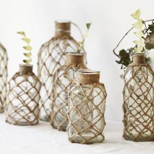 Multi-Size Glass Vases Unique Creative Rope Design Outdoor Glass Vase