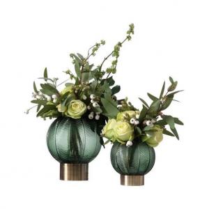 Murano Art Decorative Flower Glass Vases Ball Glass Vase with Gold Stander