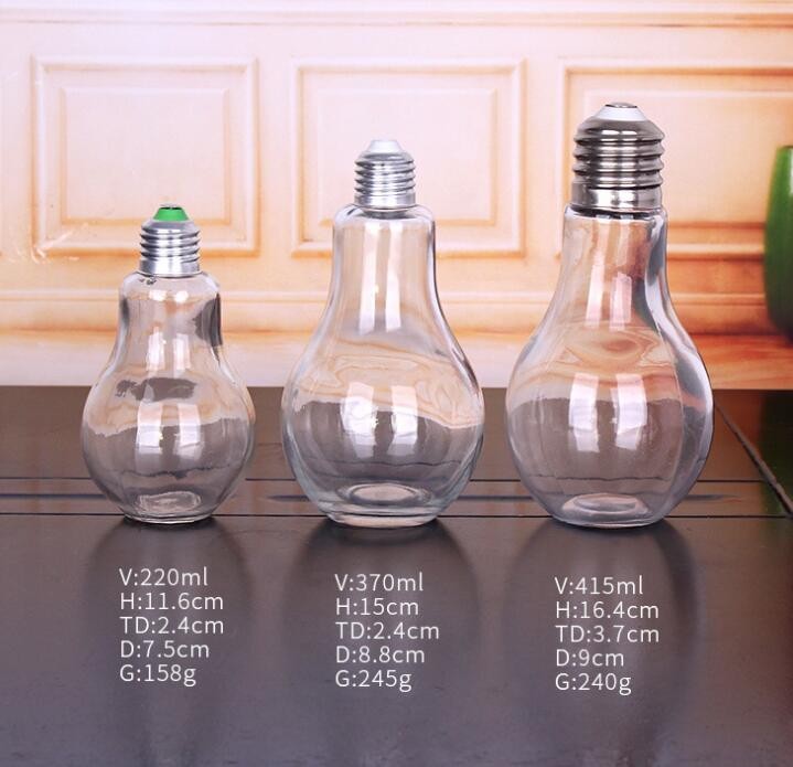 New Empty Bulb Shaped Glass Beverage Bottle with Aluminum Cap