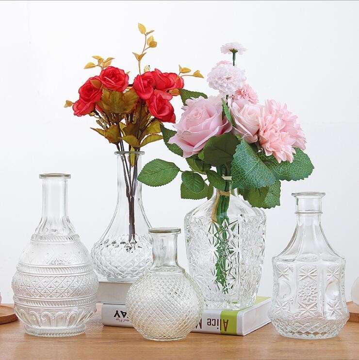 Nordic Luxury Style High Quality Clinder Transparent Ribbed Glass Vase