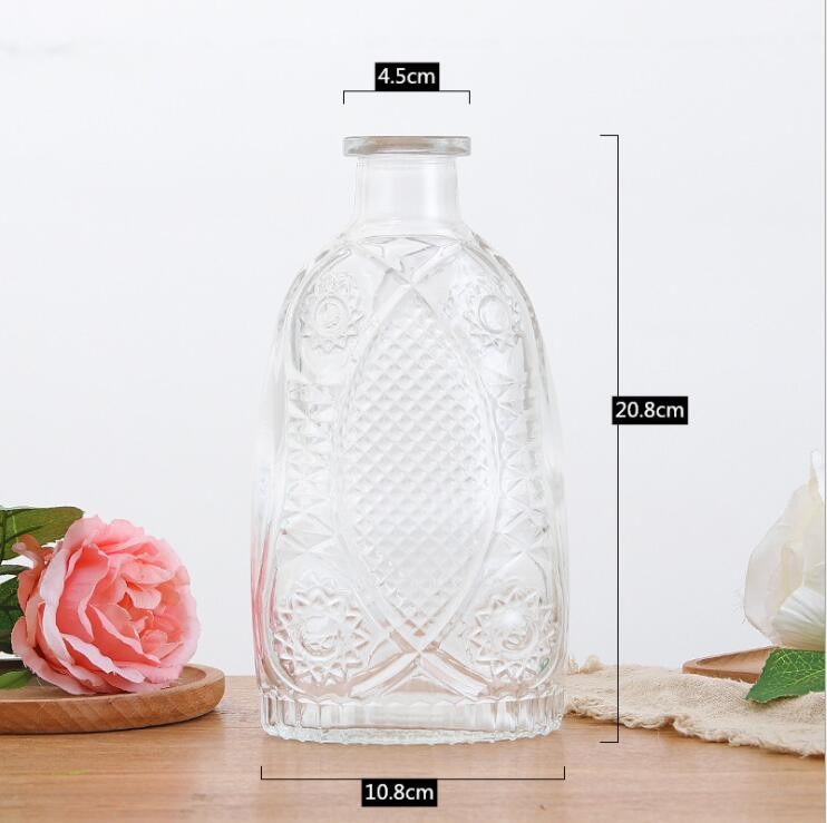 Nordic Luxury Style High Quality Clinder Transparent Ribbed Glass Vase