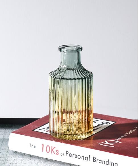 Nordic Mixed Orange and Grey Colour Handblown Glass Vase Cylinder Art Decoration Table Centerpiece