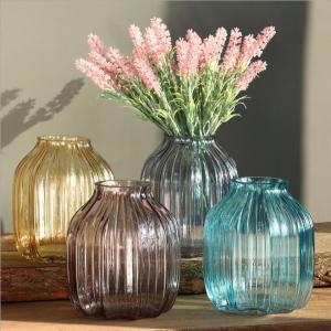 Nordic Small Mouth Glass Vase Jar Colored Glass Vase for Centerpiece